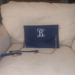 “B” navy blue crossbody purse